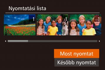 (= 201203), a bal oldalon látható képernyő jelenik meg, amikor PictBridgekompatibilis nyomtatóhoz csatlakoztatja a fényképezőgépet.