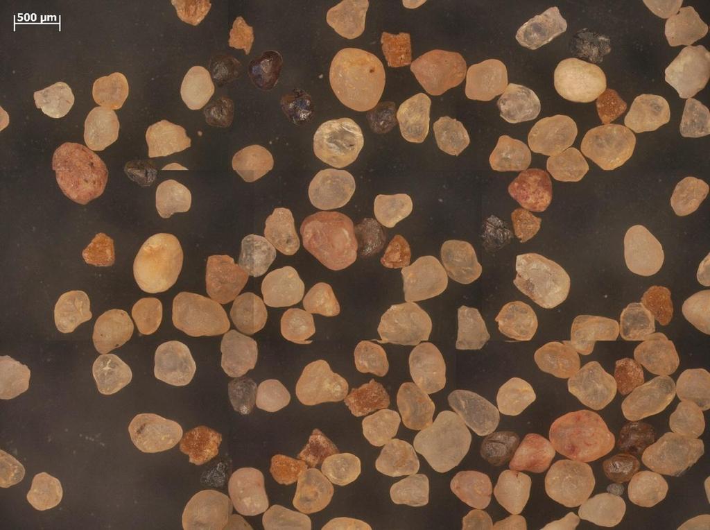 48.ábra 315-500 µm-es regenerált és izzított homok mikroszkópiai képe A termikus regenerálás hatásfoka sem 100 százalék, csekély