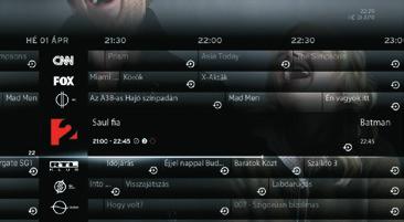 Az idősávok között időben előre-, illetve visszafelé is navigálhatsz a UPC Horizon HD Mediabox távirányító jobbra, illetve balra nyilai segítségével.