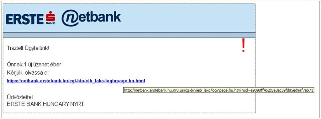 20. ábra Adathalász levél példa Fenti példában túl azon, hogy egy bank sem küld ilyen olvashatatlan levelet az ügyfeleinek azt fontos kiemelnünk, hogy jól látszódik, hogy a félkövér, kék, aláhúzott