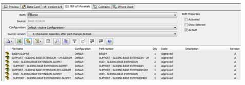 Az intelligens PDM Tervtár bármilyen, a SolidWorks-ben létrehozott, testreszabott rajz- és szerelvény-anyaglistát képes beolvasni, és figyelembe veszi a CAD szabályokat, például egyes tételek