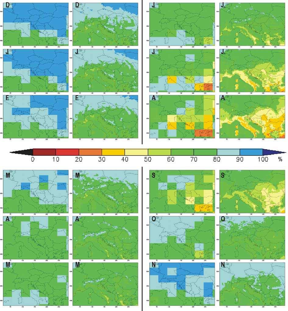 4.6. ábra: Az 1000 hpa-os nyomási szint átlagos relatív nedvessége az 1961 1990 közötti id szakban a HadCM3Q0