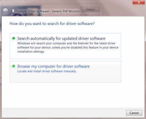 8. Nyissa meg az Update Driver Software-Generic PnP Monitor (Illesztőprogram frissítése 