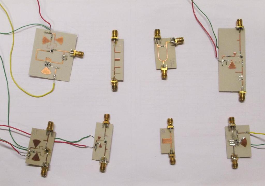 4. Az elkészült áramkörök mérése Az áramkörök megtervezése után azokat le is gyártattuk az Elektronikai Technológia Tanszéken működő UniPCB Kft.-vel. Az elkészült áramkörök a 4.1. képen láthatóak.