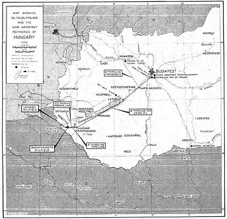 15. ábra A bombázások által els dlegesen érintett budapesti és dunántúli olajipari