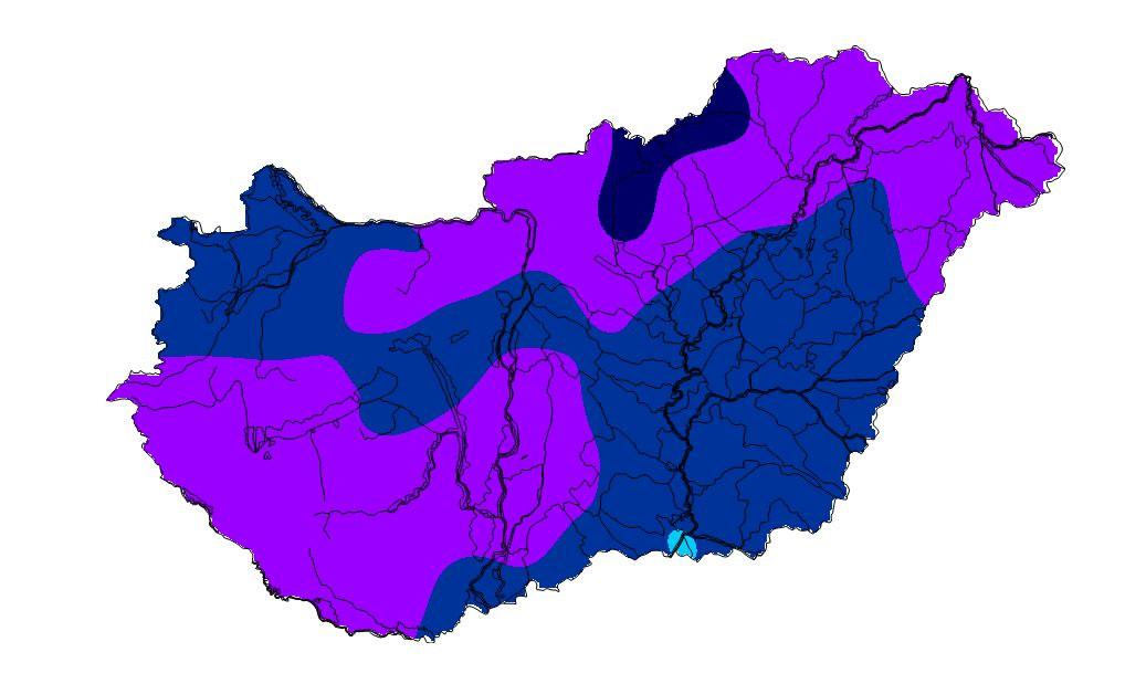 A GVM területi eloszlását tekintve az láthatjuk, hogy a legnedvesebb vízháztartási helyzet az ország északi-északkeleti területein, valamint a Dunántúl délnyugati részén alakulhat ki, de a számított