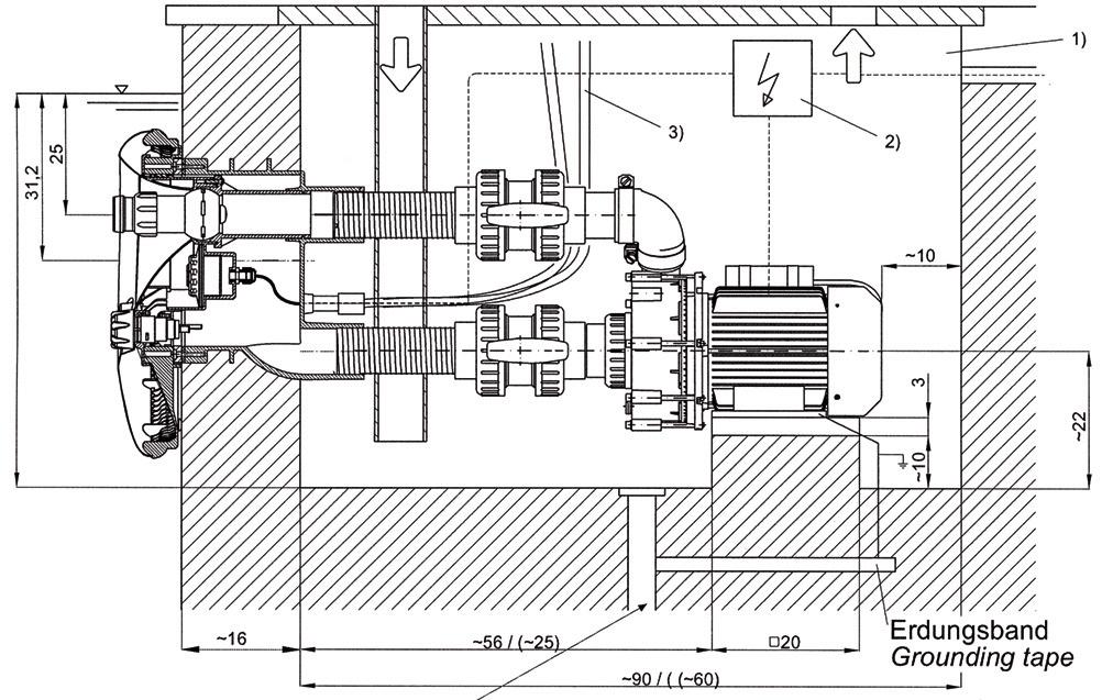 Width of technical pit min. 70 cm. UEB-WAVE Akna szélessége min. 70 cm. Width of technical pit min. 70 cm. / Art number Hálózat feszültség / Power supply (V) Teljesítmény / Output power(kw) Vízszállítás / Flow (m /h) UEB-SMART1 220-240 UEB-SMART UEB-WAVE 1.