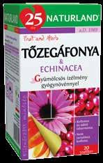 Összes hatóanyag tartalom: 11% NATURLAND Tőzegáfonya-Echinacea Gyümölcsös ízélmény tea, 20x2 g Kellemes és üdítő ízharmónia, kiemelkedően gyümölcsös ízélmény.