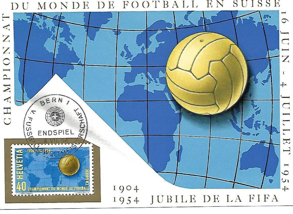 - 3 - A világbajnokság alkalmából, valamint a FIFA 50 éves megalakulása tiszteletére 40 rappenes bélyeg és carte maximum is készült.