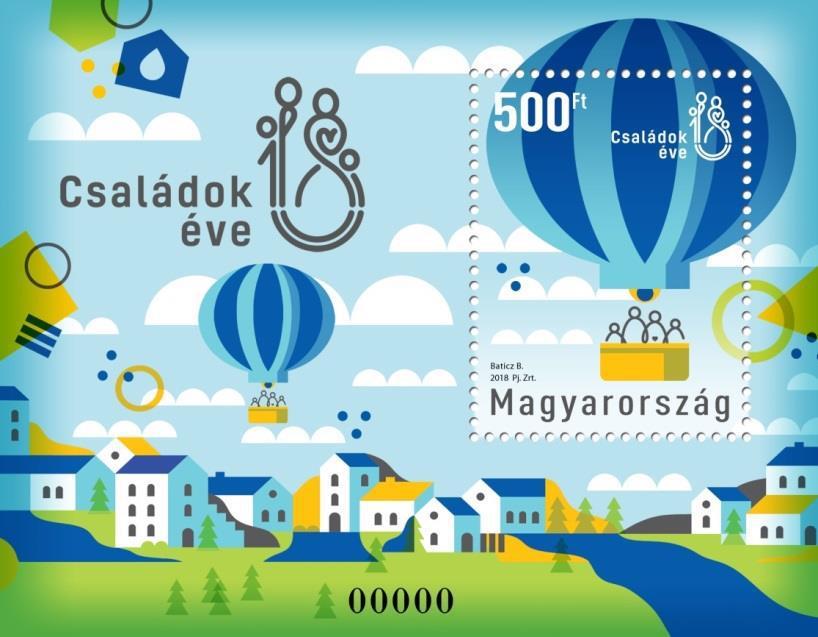 Megjelenő bélyegek: - 5-1./ Családok éve blokk. 2018 a Családok éve, amit a Magyar Posta alkalmi bélyegblokk kiadásával köszönt.