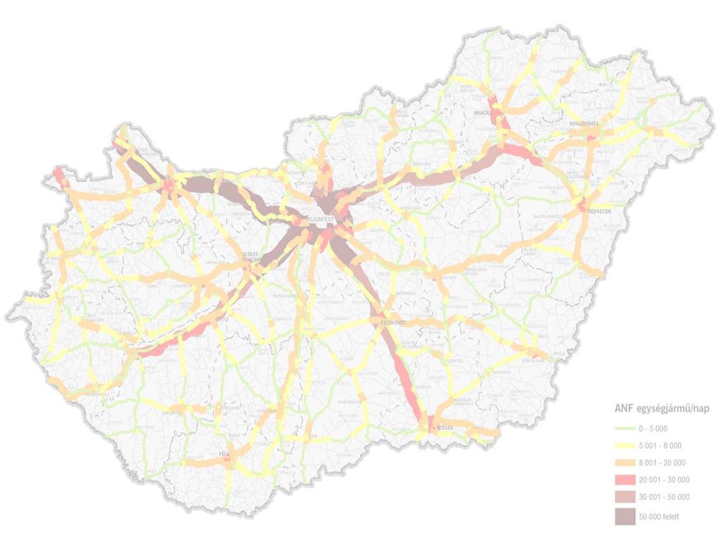 Közúthálózat hossza Gyorsforgalmi úthálózat Nem gyorsforgalmi hálózat