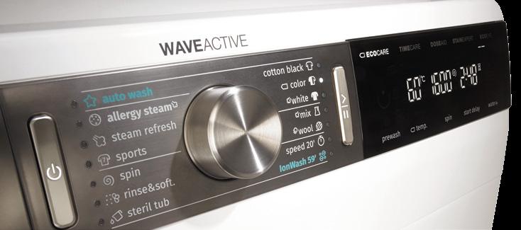 8 Új WaveActive mosógépek és szárítógépek Egyszerű kezelőfelület Három lépés és kész is vagy A könnyen használható kezelőfelület a középpontban elhelyezett választógombbal lehetővé teszi, hogy