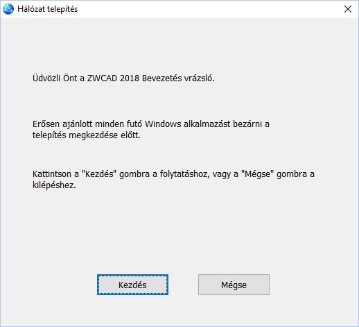 A ZWCAD ALAPJAI 35 gombbal, ha az Egyetért jelölőnégyzetet bejelöltük. A telepítés alapértelmezett helye a c:\program fájlok\zwcad könyvtár.