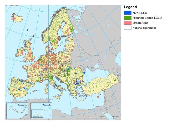 Lokális komponens rétegek (2012) Urban Atlas 693 város