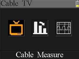 Kezelési útmutató 7. KÁBEL TV Ebben a menüben a DVB C jeleket lehet mérni. Itt három almenü található: Kábel mérés, Tilt és Spektrogram. 7.1 KÁBEL MÉRÉS Az alábbi képernyőn az SNR, CBER, PER, teljesítmény érték, valamint a jel erősség és minőség mutató látható.