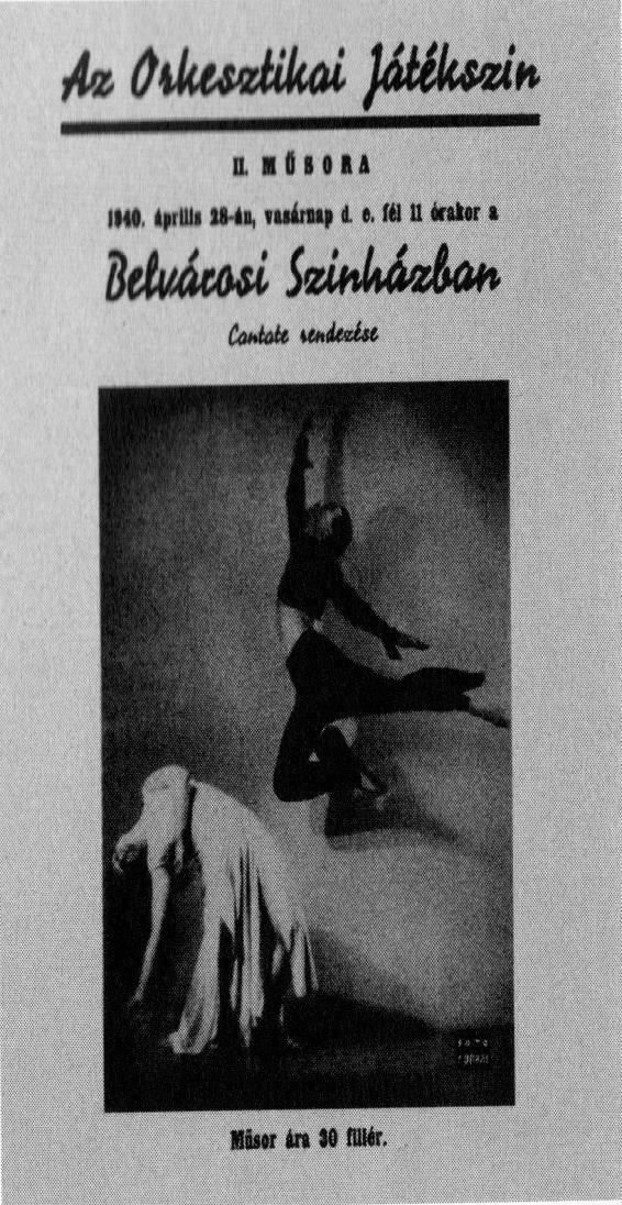 Burleszkjére készített Álarcos bál után című Molnár táncjátékot 53 Műsorfüzet és szórólap (1940, Budapest) 54 Ez a folyamat azonban csak egy évig tartott, mert párizsi sikerei alatt olyan katartikus