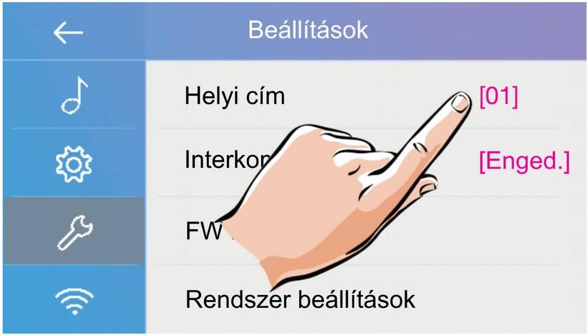 Helyi cím beállítása DIP kapcsolókkal A lakáskészülék címe a DIP kapcsolók segítségével állítható be,