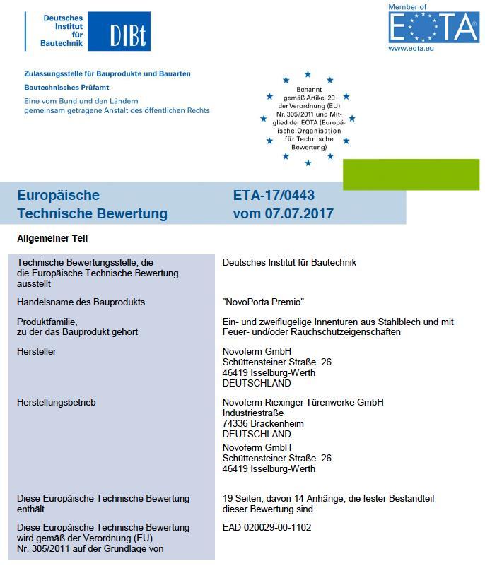 ETA NovoPorta Premio Beltéri lemezajtó Szittya
