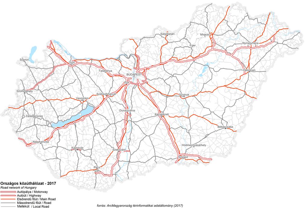 Kezelt úthálózat országosan Kezelt úthálózat összesen: 31.