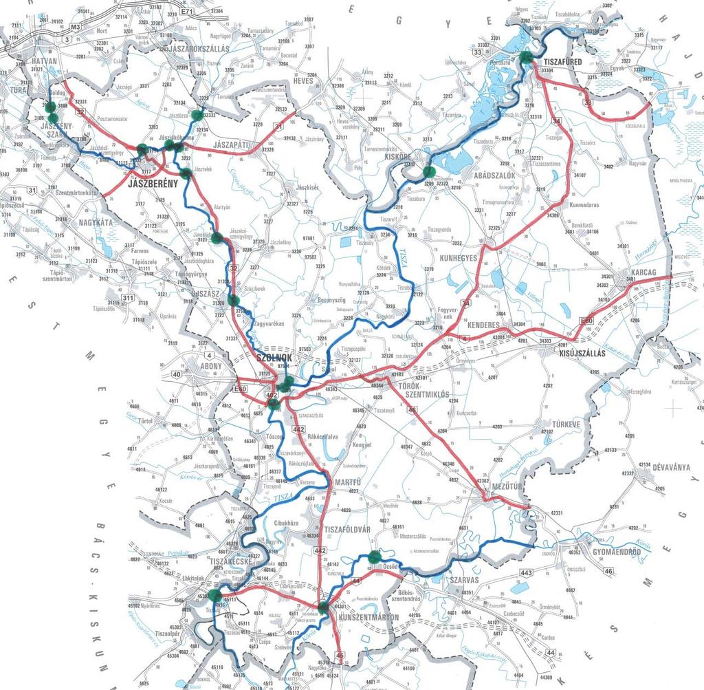 Kezelt úthálózat Jász-Nagykun-Szolnok megyében Kezelt megyei úthálózat összesen: 1.