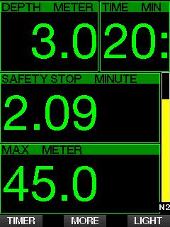 3 Időmérő stopperóra Merülés közben számos olyan helyzet adódik, amikor hasznosnak bizonyulhat egy egyszerű megálló időmérő (ütemezett feladatok búvártanfolyamokon, stb.).