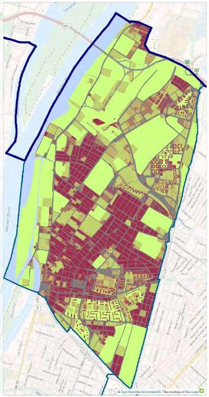 A tényleges és tervi területfelhasználási egységek közti eltérések Újpesten A tényleges területfelhasználás a jelenlegi használat módját írja le, ezzel szemben a TSZT 2015 ben meghatározott
