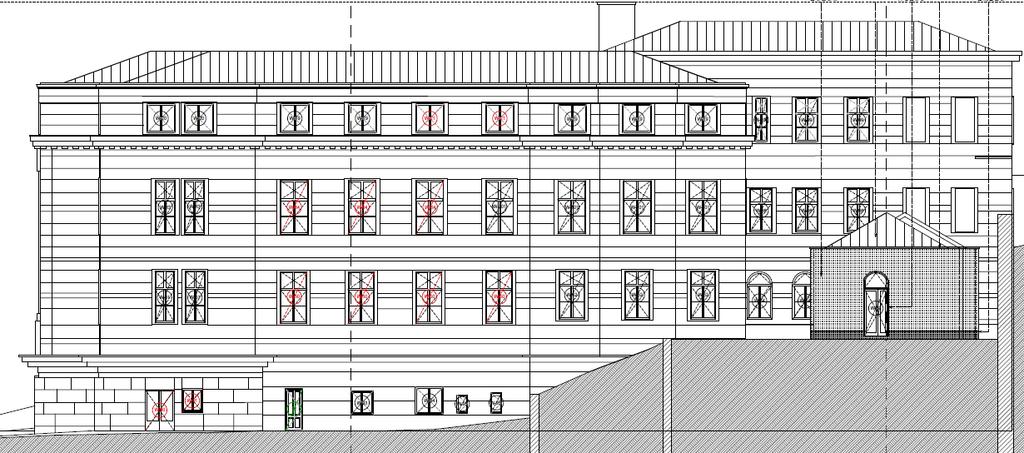 DNY-i homlokzat Egyéb szigetelésekre vonatkozó előírások: A padlásfödémen tervezett 25 cm vastag kőzetgyapot megfelelő.