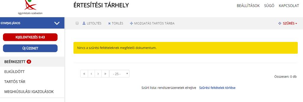 Értesítési tárhely beérkezett üzenetek https://tarhely.gov.hu/levelezes/ Természetes személy üzenetei.