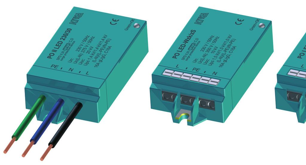 Bemutatjuk az új terméksort PO LED Felhasználás LED világításhoz, mint 2 és 3 típusú ( T2 közepes és T3 finom védelem) védelem a túlfeszültségvédelem 3 fokozatú koncepciója szerint Csökkenti az nn