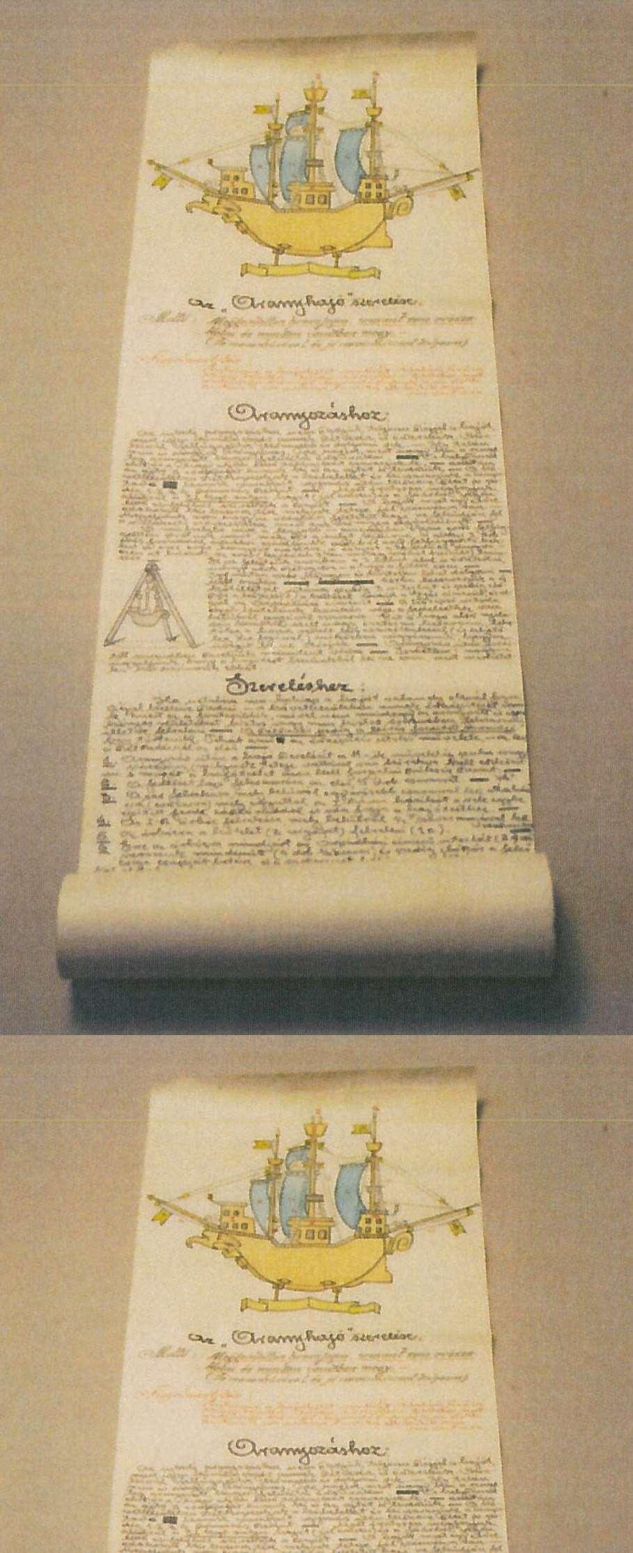 3) Schima András (Bandi) (Orosháza, 1882 Győr, 1959): Az Aranyhajóhoz cégér, 1938 (Nyilvánosan is látogatható őrzési helye: 9022 Győr, dr. Kovács Pál u. 4-6.