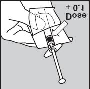 Tartsa kézben a fecskendő csomagolását és LASSAN húzza kifelé a fehér dugattyút 0,1 ml-rel nagyobb jelzésig, mint amit az orvos rendelt.