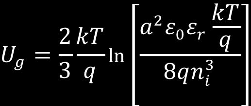 (szilícium esetén 11,2), NB: a gyengébben adalékolt réteg adalékkoncentrációja (cm -3 ), Ubi: a pn-átmenet beépített feszültsége, k: a Boltzmann-állandó (1,38 10-23 J/K), T: az átmenet hőmérséklete