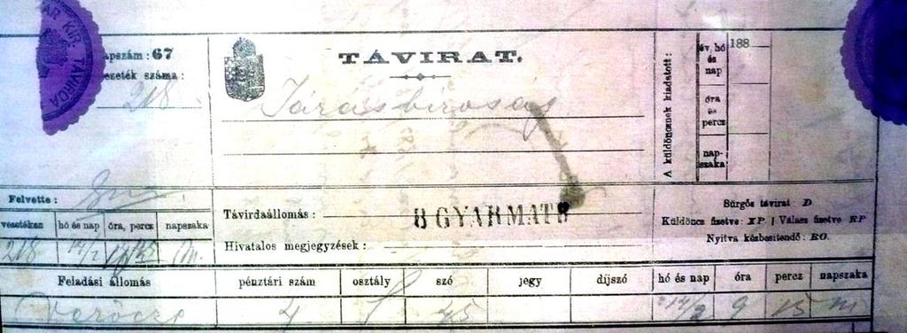 1900-ban a magyarországi nagyobb állomásokat, mint például: Zágráb, Nagyvárad, Eszék, akkumulátor telepekkel látták el. Pesten a központi távírdában már dinamógéppel termelt áramot használtak.