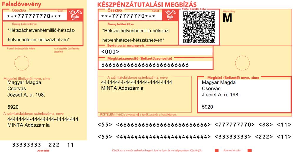 Készpénzátutalási megbízás teljes megszemélyesítése 2.