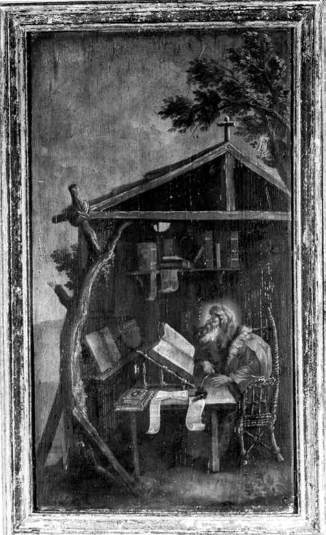 3. Huetter Lukács: Evagrius Ponticus, 1749 1760 között. Fa, olaj. Az egri irgalmas rendház ablaktáblájának részlete 4. Johannes és Raphael Sadeler: Evagrius Ponticus, 1585 1586.