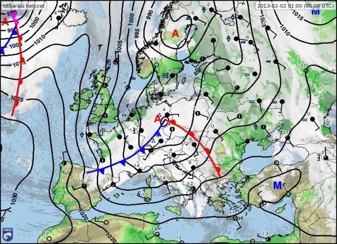 Magyarországon hajnalra a hőmérséklet 0 C és -11 C közé hűlt, míg napközben a hőmérséklet -3 C és +3 C közé melegedett.