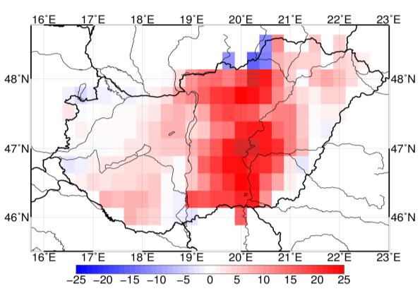 2012.09.19. (6. nap) A radar és a MISH adatmező között számított korreláció 0,94 feletti, míg a radar adatok és a szinoptikus állomások adatai közötti korreláció csak 0,6 körüli.