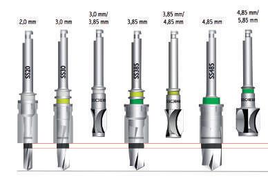 SUPER SHORT KÉSZLET KOMPLETT FÚRÓ- ÉS MÉLYSÉGI STOP-GYŰRŰ KÉSZLET CILINDRIKUS SUPER SHORT IMPLANTÁTUMOKHOZ KIT-FSS FSS KÉSZLET alkotóelemei: Cilindrikus fúró, 2 Cilindrikus fúró, 3 Cilindrikus fúró,