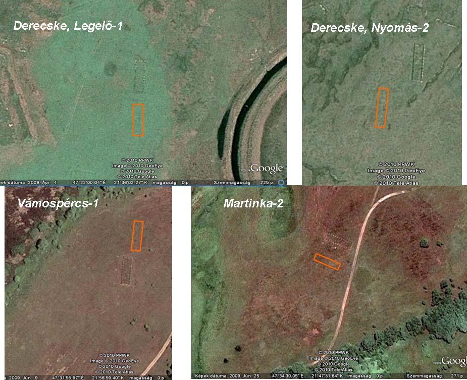 6. ábra Négy legelés kizárási kísérleti helyszín a Google Earth honlapján 29 tavaszinyári felvételeken.