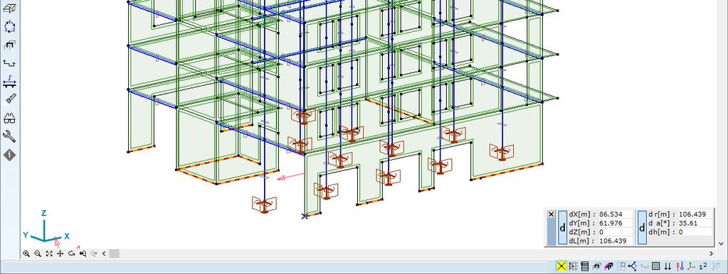 A földrengési vizsgálat megkezdése előtt ellenőrizzük a fent ismertetett geometriát, végeselemeket és beállításokat.