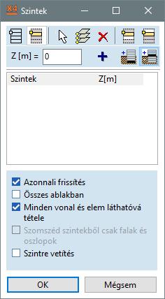 54 Keresés A szinteket megadhatjuk egyenként, a szint magassági értékét beírva, de használhatunk automatikus kereső funkciót is.