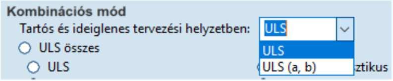 78 A kombinációs módok között (ez az Egyedi kapcsoló hatására válik aktívvá) jelöljük meg az ULS (Földrengési) kombinációt.