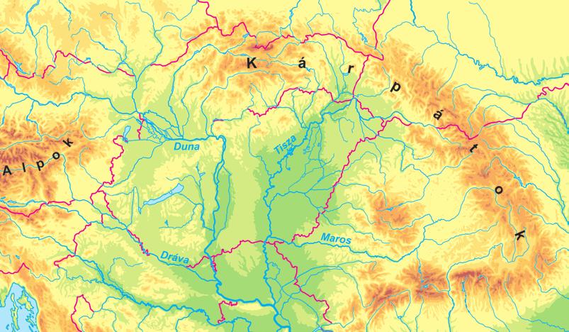 Használjatok atlaszt is! A Kárpát-medence A mi hazánk, Magyarország, Európa középsô részén, a Kárpát-medencében fekszik. A Kárpátok hegyláncai 1500 km-es ívben fogják körbe a medencét.