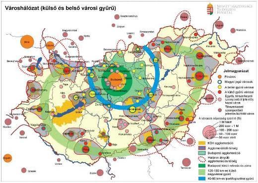 került a stratégiai kapcsolatok szerkezete, ami a főváros központúság oldását, az ország vidéki területeinek Budapesttől független összekötését, a főváros körüli gyűrű kialakítását, és az ország