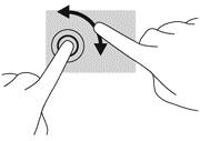 Forgatás (csak egyes típusoknál) Az elforgatás lehetővé teszi, hogy különböző elemeket, például fényképeket forgasson el. A bal keze mutatóujját helyezze az érintőtábla-területre.