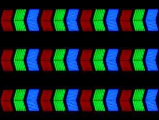 Egy-egy képpont 3, piros(r), zöld(g) és kék(b) alap színingert, más néven primert színszűrőkkel előállító szegmensből