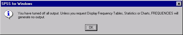 . ábra: Az SPSS figyelmeztetı üzenete Kattintsunk a Statistics gombra a Frequencies párbeszédablakban.