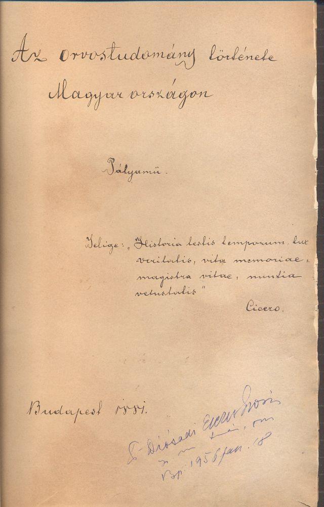 Kovách Imre eredeti kézirata