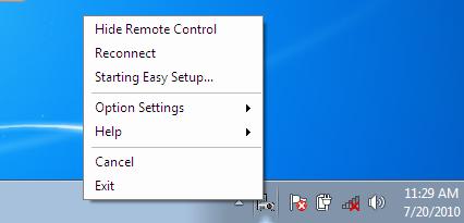 8. User Supportware Kilépés a Virtual Remote Tool programból 1 Kattintson a Gyorsindítás eszköztáron található Virtual Remote Tool ikonra.