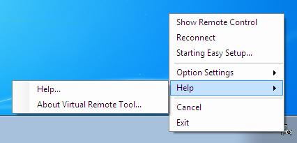 A Virtual Remote Tool program súgójának megtekintése A súgó megjelenítése a Gyorsindítás eszköztáron keresztül 1 A Virtual Remote Tool